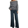 thumbnail image 2 of Women's Off The Shoulder Sweater Long Sleeve Tops 2025 Fall Loose Knit Pullover Sweaters Winter Clothes, 2 of 5