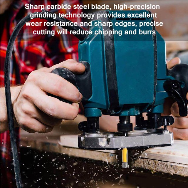 Wood Milling Cutter Dual Bearings High Hardness Metal 6MM/0.24Inch Shank Wood Lock Miter Router Rustproof Wood Molding Tool for Woodworking Furniture Making