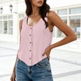 thumbnail image 5 of Aboser Womens Cotton Linen Tank Tops Dressy Casual Button Down Shirts Lightweight Sleeveless Summer Tanks Loose Scoop Neck Blouses, 5 of 9