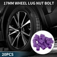 thumbnail image 2 of Wheel Lug Nut Bolt Cylindrical Shape Exterior Rims Tire Nut Screws Dust Cap Cover Nut Protection Purple 20pcs 17mm, 2 of 7