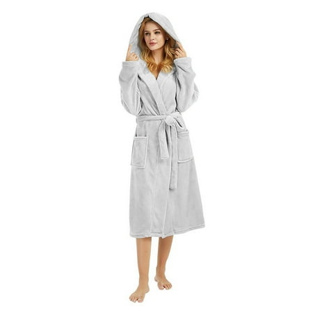 

Pajamas For Women Casual Long Sleeve Hooded Belt Pocket Long Bathrobe Home Service Sleepwear Robes For Women Womens Fall Fashion 2022