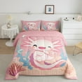 thumbnail image 3 of Feelyou Cute Pink Axolotl Bedding Comforter Set for Child, Cartoon Ocean Animal Twin Comforter Sets, Dreamy Fairy Tale Reversible Bedding Set, Breathable Home Decor, 2 Pieces, 3 of 9