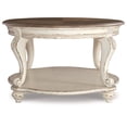 thumbnail image 6 of Pemberly Row Set of 3 Round End Table & Oval Coffee Table in White and Brown, 6 of 7