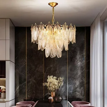 FINE MAKER 23.6" Modern 8 Light Gold Crystal Glass Chandelier