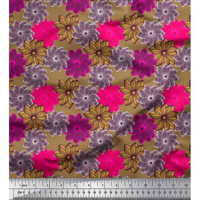 Soimoi Rayon Fabric Flower Artistic Print Fabric by Yard 42 Inch Wide