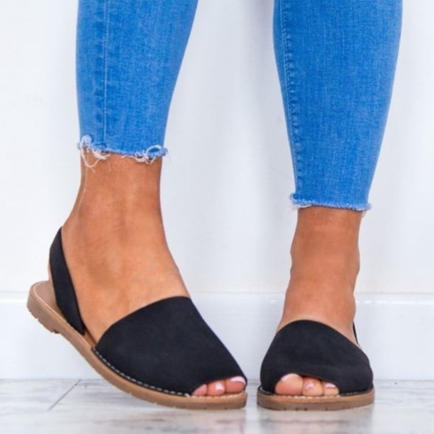 Sandalias de boca de pez para mujer, chanclas, zapatos planos de verano con punta abierta en la playa Wmkox8yii nm9137