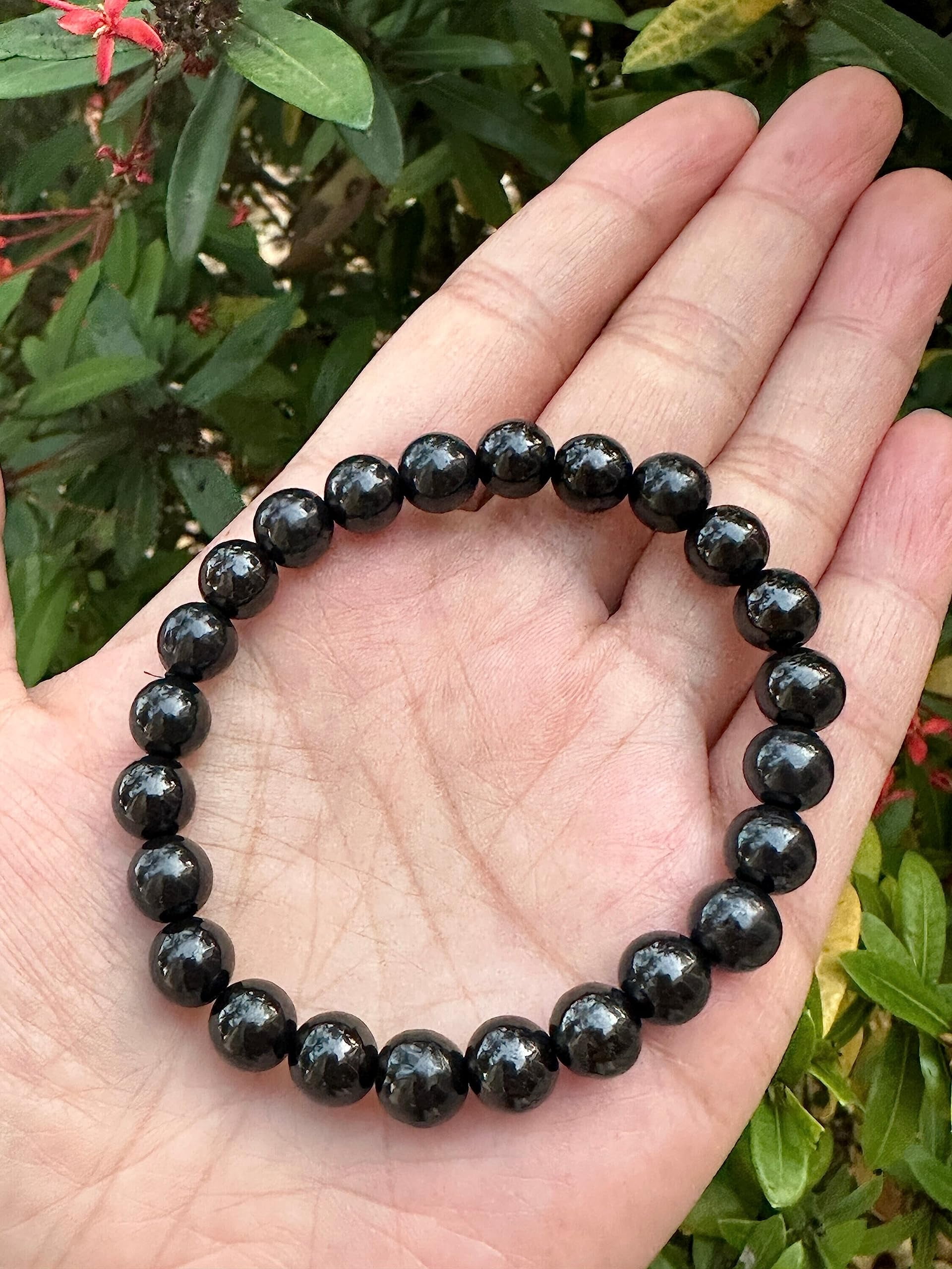 Shungite Crystal Bead Bracelet 8mm, Wholesale Genuine Shungite Stretch Gemstone Bracelet, Gift for Men & Women (2)