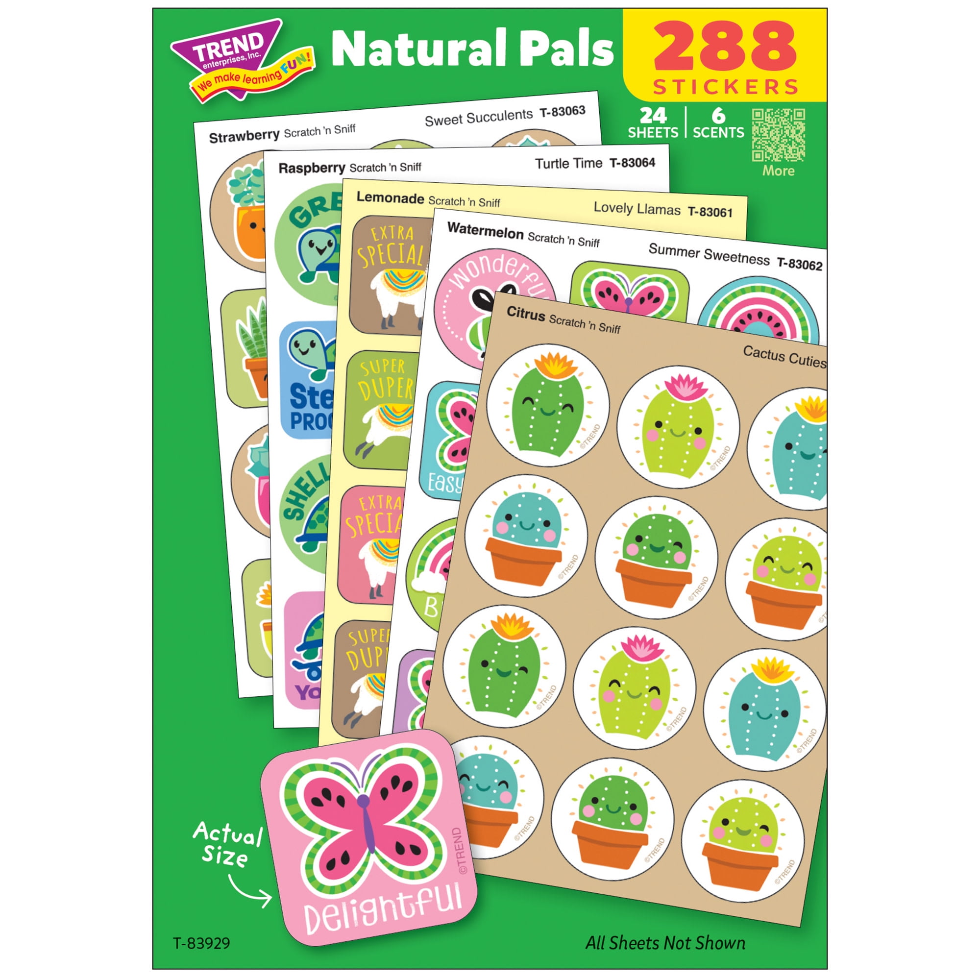 TREND: Scratch 'N Sniff: Natural Pals - 288ct Scented Stinky Stickers Variety Pack, 6 Scents, 24 Sheets Of Encouragement & Reward, Nature-Animal Theme