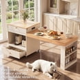 thumbnail image 3 of OMCHOM 80.7" Large Kitchen Island with Seating and Extendable Dining Table,Rolling Mobile Center Islands with Storage,Charging Station,2 Drawers 2 Side Open Shelves,White, 3 of 3