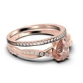 thumbnail image 2 of Gorgeous Art Deco 1.75 Carat Pear Cut Morganite And Diamond Moissanite Engagement Ring,One Matching Band, Twisted Band Wedding Ring in 925 Sterling Silver With 18k Rose Gold Plating Gift For Her, 2 of 3