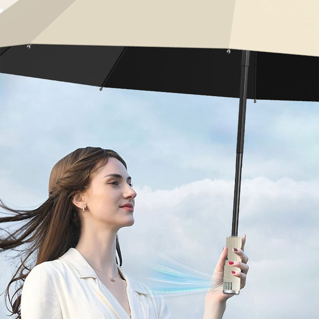 Portable Fan Umbrella Auto Folding Mechanism For Golf Beach Camping Trip