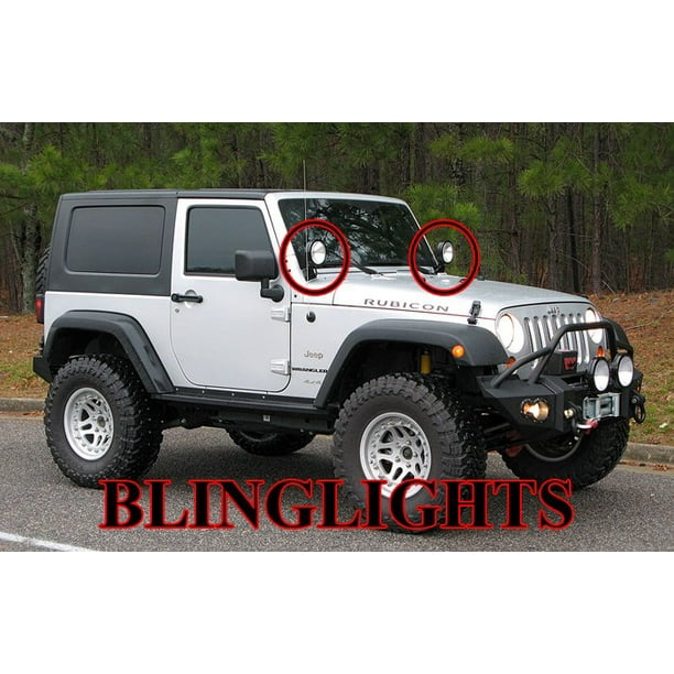 Jeep Wrangler JK TJ YJ Off-Road Windshield Side Mirror Auxiliary Driving  Lamps Hood Lights Kit 