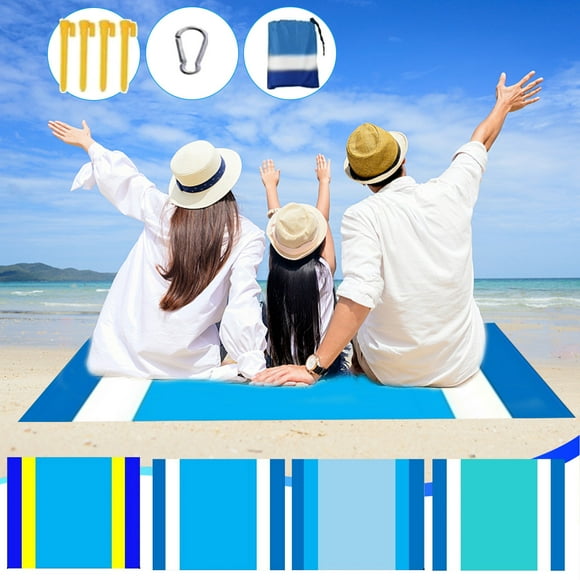 Meitianfacai Waterproof Picnic Blankets Nylon Three Color Combination Sandproof Beach Blanket Foldable Outdoor Blanket for Camping on Grass Picnic Mat