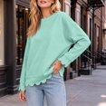 thumbnail image 4 of Womens Oversized Crewneck Sweatshirts,Scalloped Casual Pullover,Long Sleeve, Comfort Soft Cute Sweater,Relaxed Loose Fit,Lightweight Loungewear,Athletic Daily 2026 Trendy Fall Outfits Light Green, 4 of 9