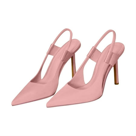 

KBODIU Women s Heels Women Stiletto High Heels Sandals Sandals Slingback Elegant Solid Color Candy Colored Pointed Toe Wedding Heels Prom Heels Heeled Sandals Pink 38