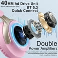 thumbnail image 3 of Bluetooth Headphones Over Ear,Hi-Fi Stereo Sound Stretchable Wireless Bluetooth 5.3 Headset Memory-Protein Earmuffs Over-Ear and On-Ear Bluetooth Headphones Noise Cancelling,Pink, 3 of 6