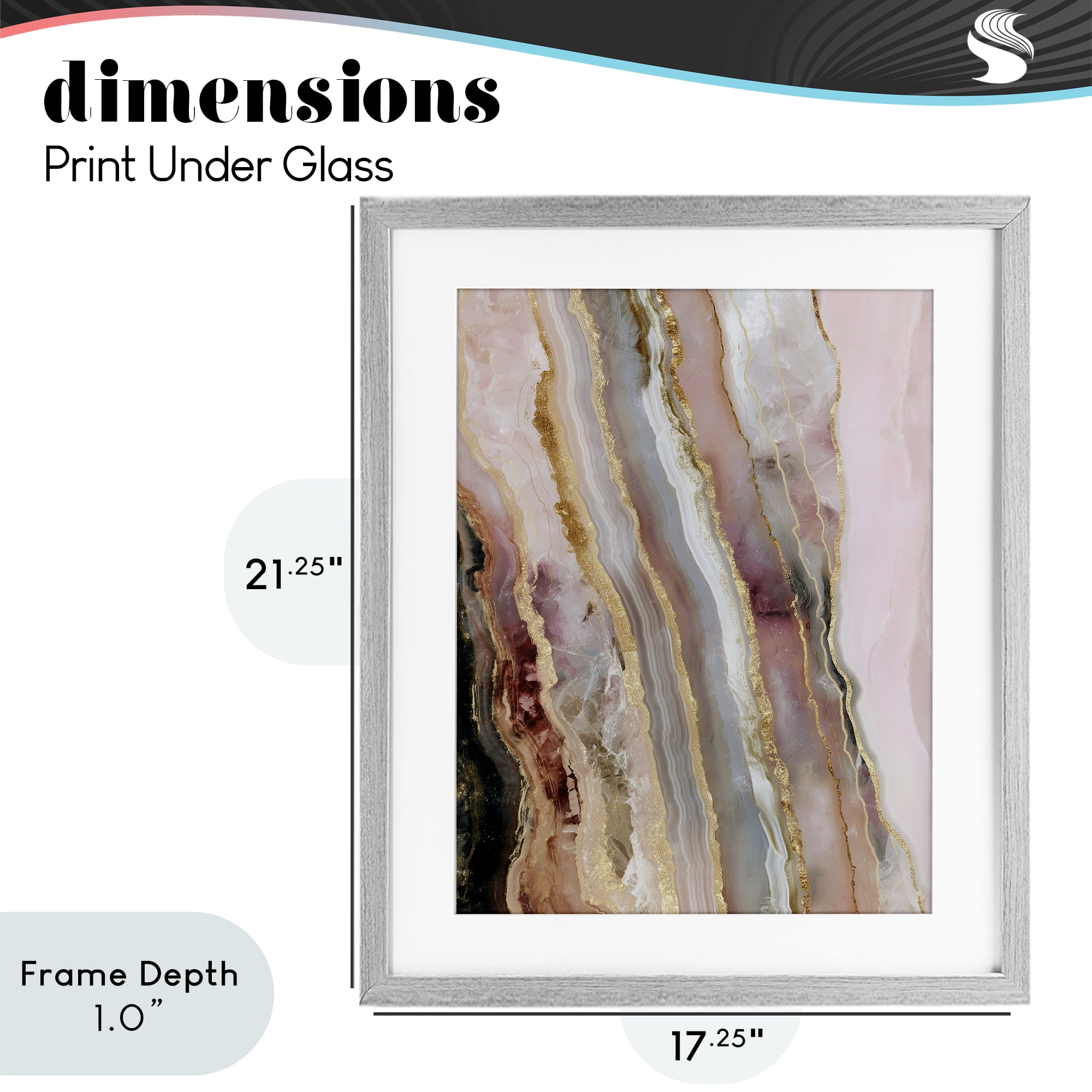 Stupell Industries Pastel Misty Gem Geode Gray Framed Print Under Glass, design by Svetlana Aleynikova