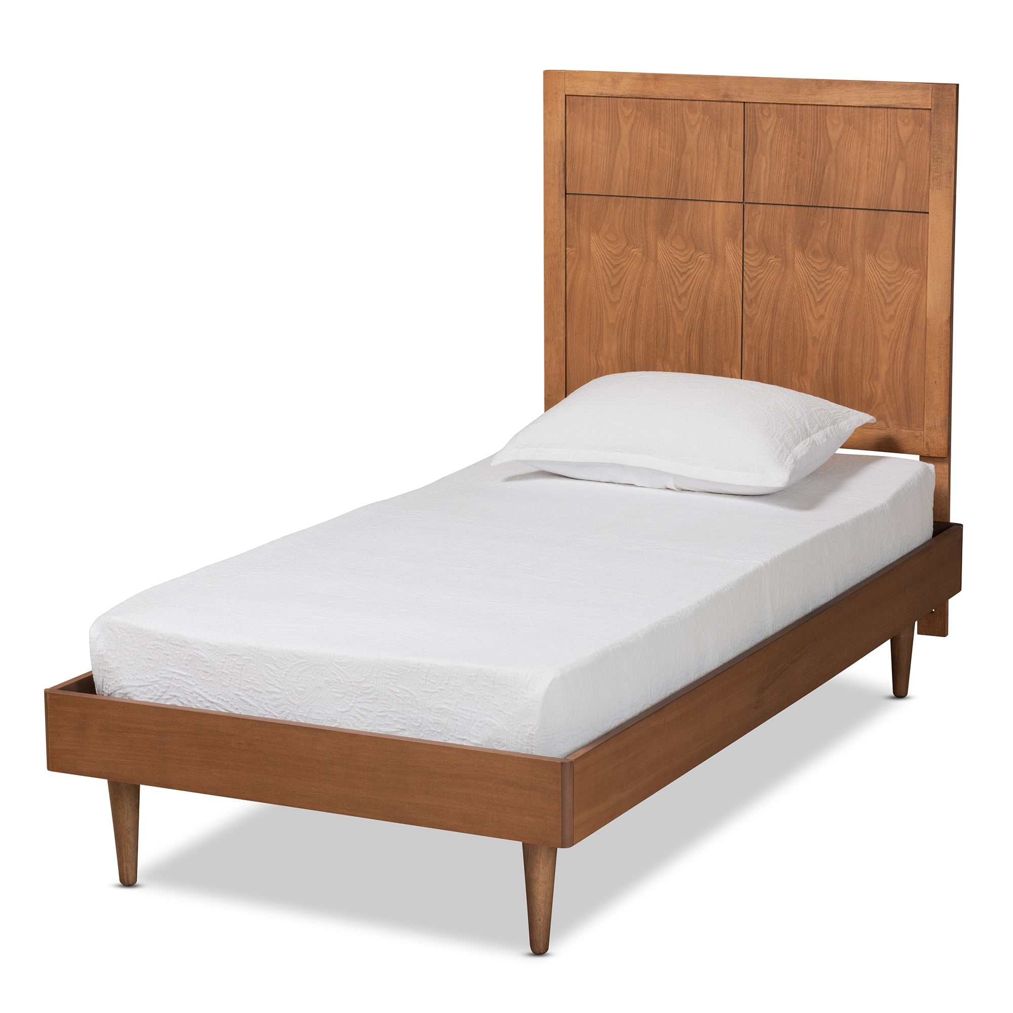 Baxton Studio Rin Modern Engineered Wood Platform Bed, Twin, Walnut Brown