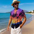thumbnail image 4 of KUIFORTI Hawaii Matching Couple Outfits Sunset Palm Tree His and Hers Summer Outfits Short Sleeve Button Down Soft and Comfortable Fit for Outdoor Picnic Washable, 4 of 7