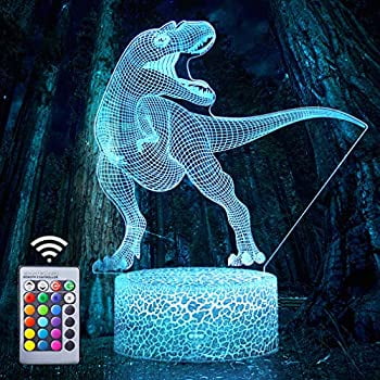3D Dinosaur Night Lights Led Optical Illusion lamp Desk Lamp for Dinosaur Lovers Jurassic Theme Party Decor with Remote Controller $ 16 Colors Changing Best Gift Ideas (Tyrannosaurus (The Best Optical Illusion Ever)