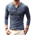 thumbnail image 1 of T-Shirt Homme Col Rond à Manches Longues, Bleu, XXL, 1 of 3