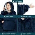 thumbnail image 3 of PAVILIA Blanket Hoodie for Women Navy, Sherpa Wearable Blanket Men, Cozy Oversized Sweatshirt Blanket, Warm Fleece Hooded Blanket Sweater with Sleeves and Giant Pocket, Adult Long, Navy Blue, 3 of 8