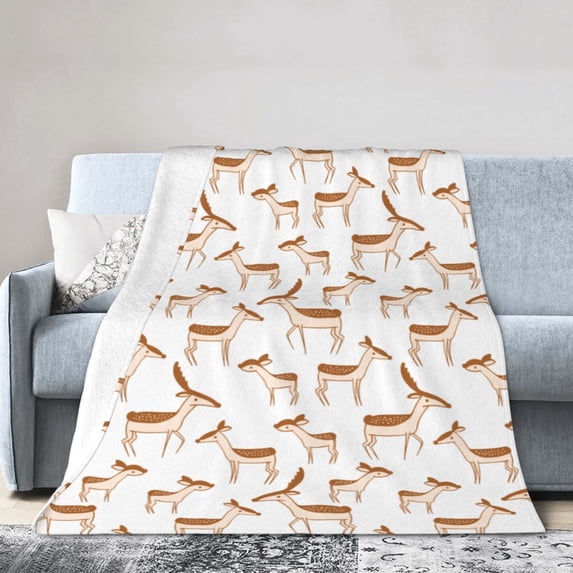 Cartoon Deer Pattern Throw Blanket, Anti-Pilling Ultra-Soft Micro Fleece Cover Blanket for Bed Sofa, for All Seasons, 80"x60"