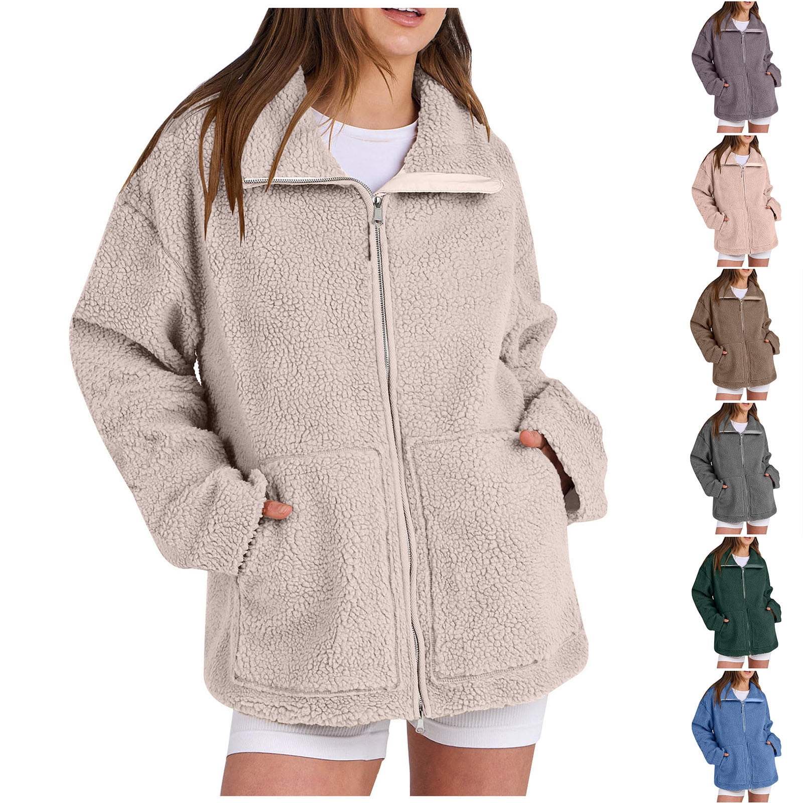 Veste Polaire Femme Hiver - Capuche - Coupe Oversize - Chaude Et Douce - Coloris Assortis