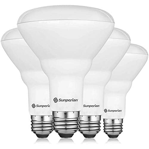 UL Listed 3500K Natural White Sunperian BR30 LED Bulb 8.5W=65W E26 Standard Base 800 Lumens 4 Pack Dimmable Flood Light Bulbs for Recessed Cans Damp Rated Enclosed Fixture Rated 