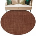 thumbnail image 2 of Dark Brown 7ft Round Rug, Farmhouse Burlap Solid Brown Color Modern Linen Texture Non-Skid Rubber Backing Large Area Rugs - Living Room Bedroom Home Office, Indoor Floor Mat Carpets Washable Rug, 2 of 9