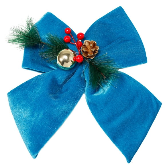 Allgala Christmas Decorative Velvet Bows for Wreath Garland Christmas Tree-2 Pack-10" (20x25cm)-Blue-XBW92206