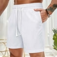 thumbnail image 3 of Akafmk Mens Linen Shorts Solid Color Casual Fashion Loose Lace Up Beach 5" Sport Shorts Pants XL, 3 of 4