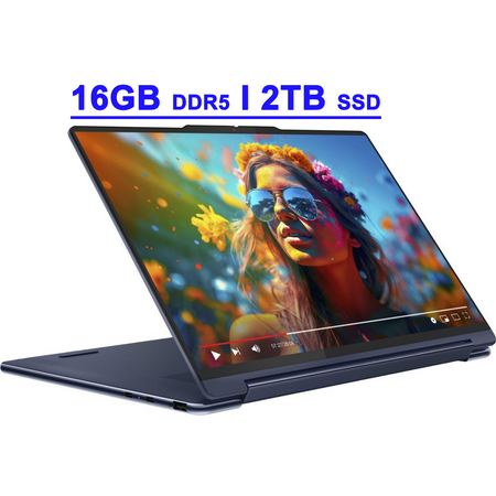 Lenovo Yoga 9 Premium Copilot AI 2-in-1 Laptop 14" 2.8K OLED 120Hz Touch (100% DCI-P3) Intel 16-core Ultra 7 155H (Up to 11 TOPS) 16GB DDR5 2TB SSD Backlit Fingerprint 5MP IR Privacy Camera Pen Win11