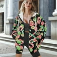 thumbnail image 3 of COEQINE Full Zip Up Women's Hoodie Oversized Long Sleeve Sweatshirts White Rabbit and Flower Print Fashion Outfits Jacket Fall Winter Casual Wear Workout Clothes with Pockets, XL, 3 of 7
