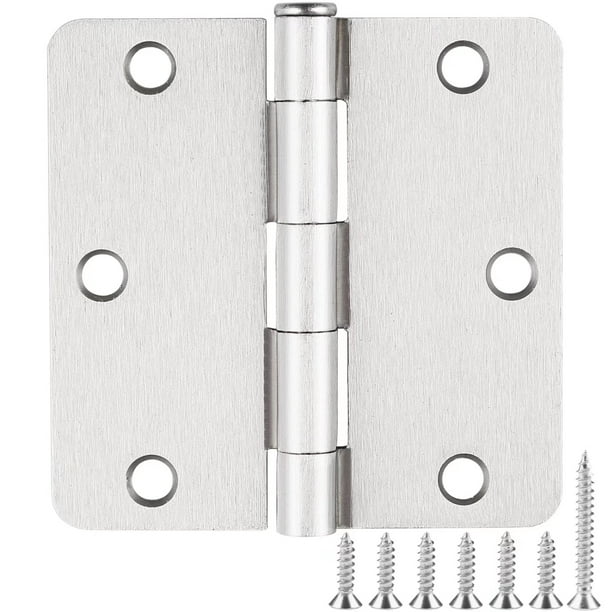 18 Pack Satin Nickle Door Hinges 1/4 Radius Round Corner 3.5 " x 3 1/2