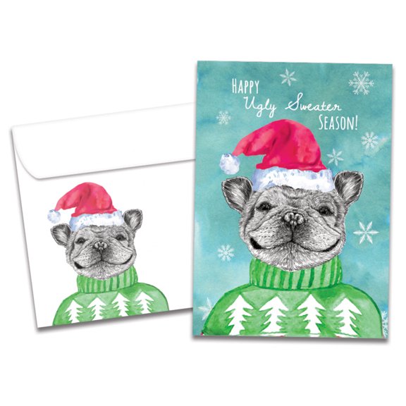Tree-Free Greetings Holiday Greeting Card 12 Pack, 100% Recycled Paper, 5x7, Boho Puppy Holiday (HP25193)