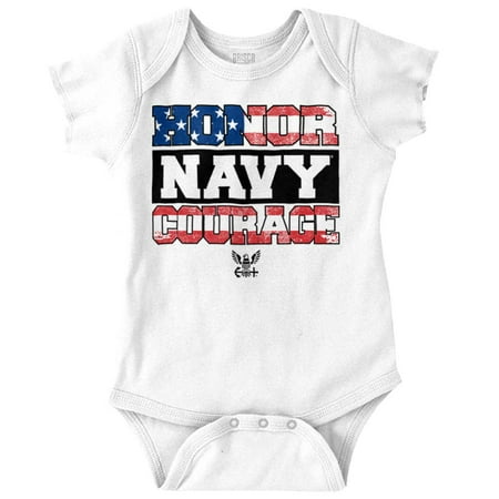 

Honor Navy Courage American Flag Romper Boys or Girls Infant Baby Brisco Brands 6M