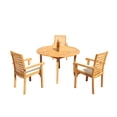 thumbnail image 4 of Grade-A Teak Dining Set: 3 Seater 4 Pc: 48" Round Table And 3 Hari Stacking Arm Chairs Outdoor Patio WholesaleTeak #51HR1004, 4 of 4