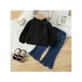 thumbnail image 3 of hirigin 1-6Y Autumn Toddler Girls Clothes Sets 2pcs Lace Flowers Collar Long Sleeve Tops+Blue Denim Flare Pants, 3 of 9