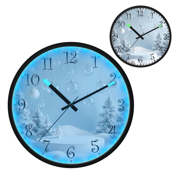 Voice Activated Clock with Glow Light 12 Inch Large Silent Wall Clock Battery Operated for Home Decor Winter Christmas Decorations