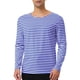 thumbnail image 1 of Camisea rayas pahombre, cuello redondo, manlarga, informal, de algodón, camiseta, top 46, rayas azul marino, 1 of 5