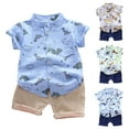 thumbnail image 3 of Boy's Outfit Sets Cute Cartoon Dinosaur Print Short Sleeved Shirt With Shorts Set, 3 of 3