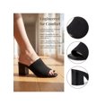 thumbnail image 3 of BLISSFUL STEP Women's Square Toe Block Heel Slip on Slides Sandals Black-2 9, 3 of 7