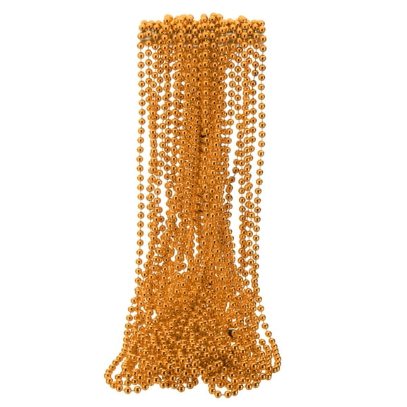 Uxcell 24 Pcs Mardi Gras Beads Necklaces, 6mm 33" Carnival Beaded Necklaces, Round Bulk Party Beads Necklace Costume Supplies for Christmas Event Party Favors Decorations, Orange