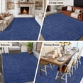 thumbnail image 5 of Vintage Navy Blue Area Rug 6x9 FT,Non Slip Living Room Throw Carpet,Farmhouse Retro Dark Solid Color Linen Texture Washable Soft Large Floor Carpet Non-Shedding Rug for Bedroom Dining Room Play Room, 5 of 9