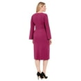 thumbnail image 2 of Women's London Times Flare Sleeve V-Neck Side Twist Sheath Dress Color: Black Size: 12, 2 of 4