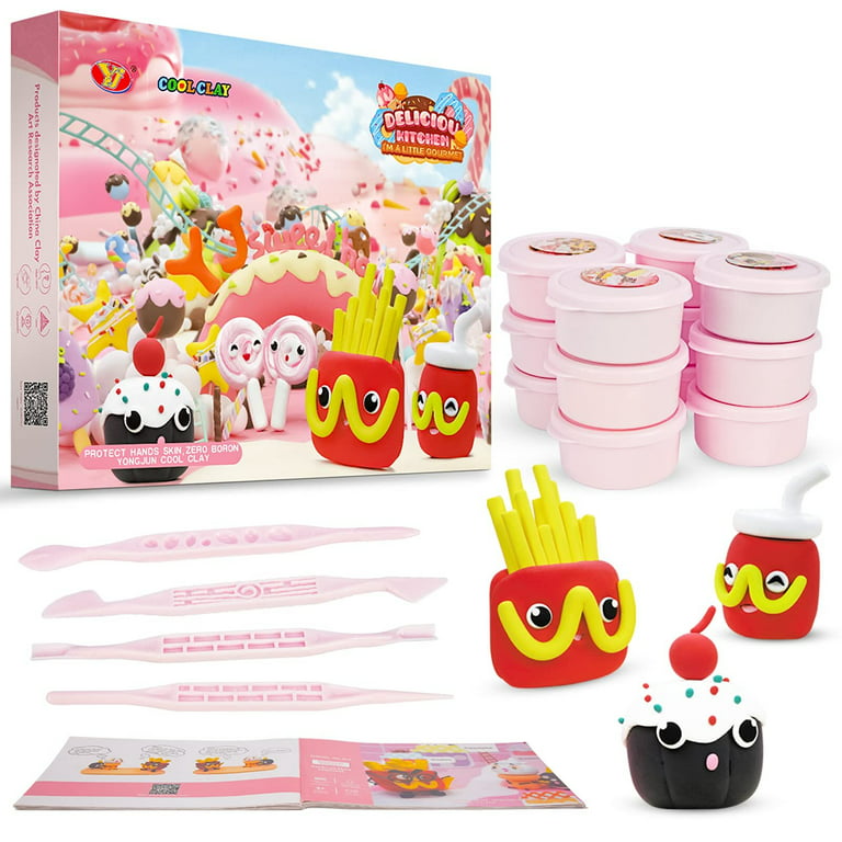 Sakiyrr Modeling Clay Kit, Fast Food Themes DIY Air Dry Magic Clay with  Sculpting Tools 