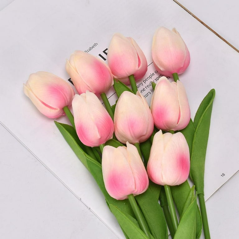 10 Pcs Artificial Tulips Flowers Real Touch Tulips for Wedding Bouquets  Real Feel PU Tulips for Home Wedding Party Decor Floral Arrangement Table