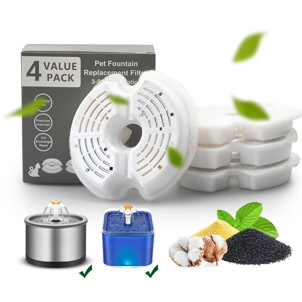 Cat Water Fountain Filter, Multiple Filtration Pet Water Fountain Replacement Filter,4 Packs of