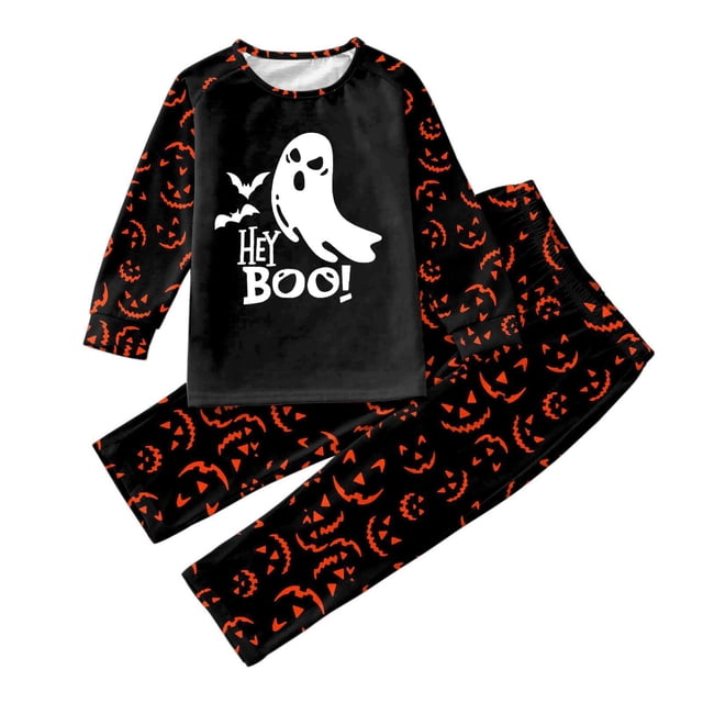 GPOECD Ensemble Assorti Parent-Enfant Imprimé Lettre Manches Longues Haut Pantalon Tenue de Maison Automne Hiver Rouge, Enfants-8-9 Ans